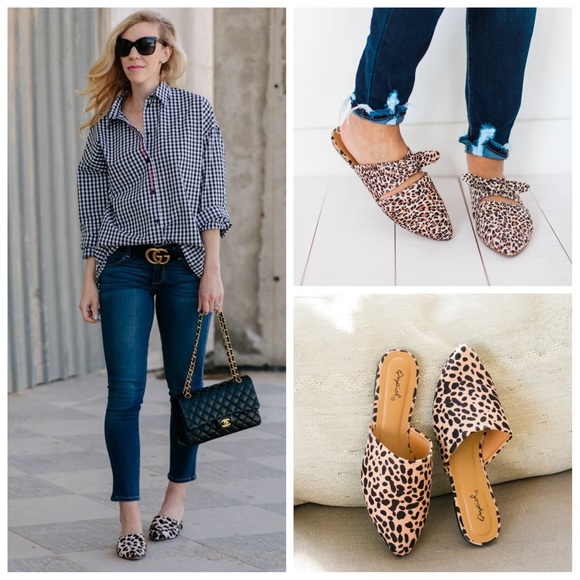 🐆🐆 Tan Leopard Mule Slide Flats - Picture 2 of 8